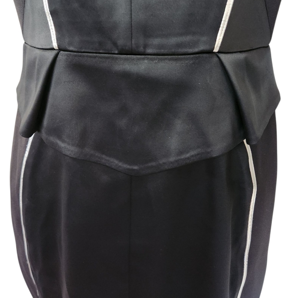 JAX Black Satin Cut-Out Peplum Cocktail Dress - Size 10 - Picture 4 of 13